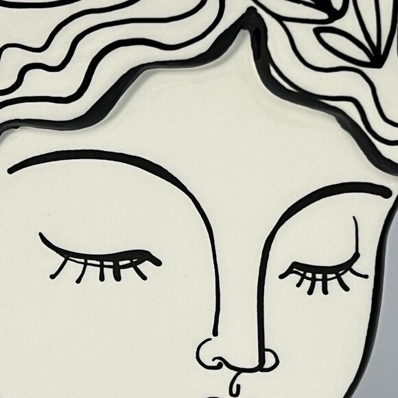 Elegant Head Ceramic Vase Planter Bridgerton Victorian Bust Black and White - Picture 10 of 17